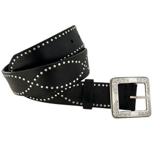 BRIGHTON studded black leather belt M L